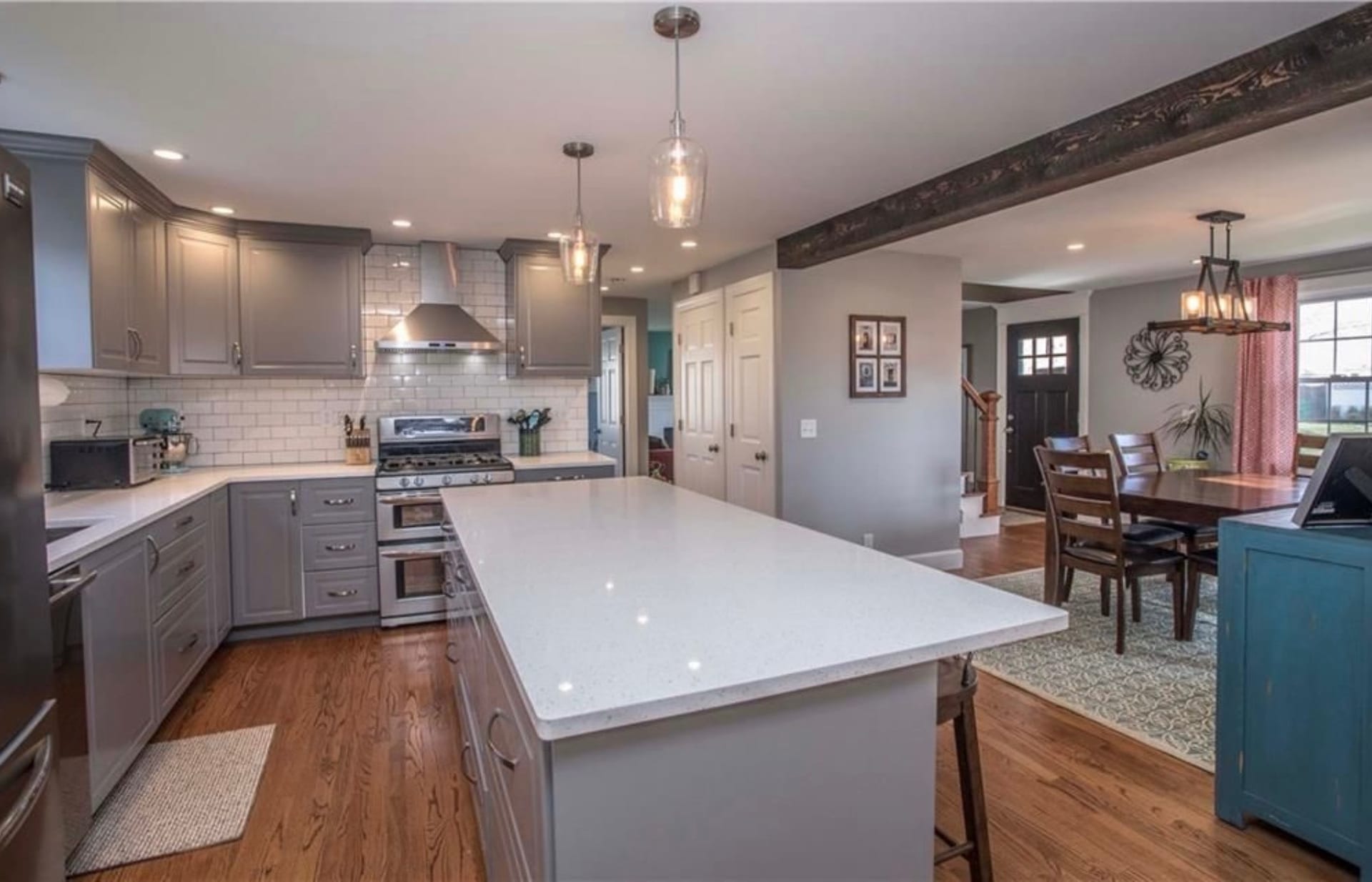 Recently completed kitchen remodel with oversized island